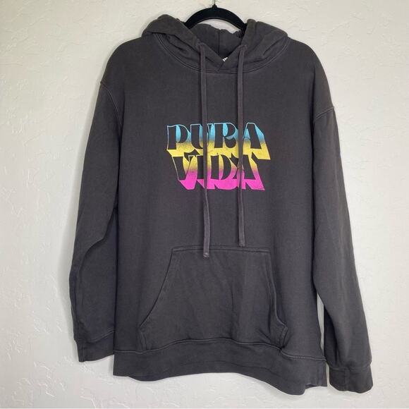 Pura Vida Brown Color Block Hoodie Large - Picture 11 of 11